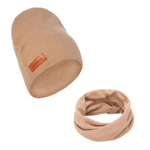 Baby Hats: 2Pcs/Lot Faux Cashmere Baby Turban Hats Scarf Set Newborn Kids Leather