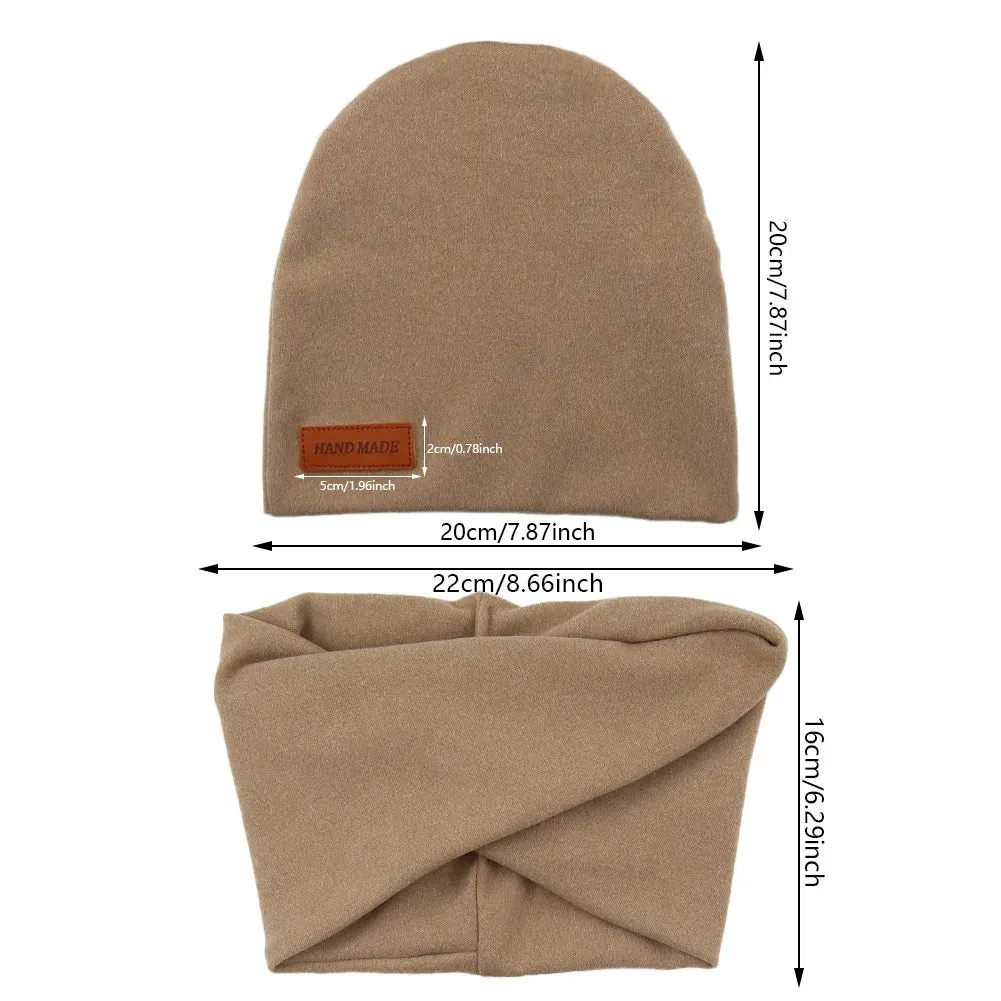 Baby Hats: 2Pcs/Lot Faux Cashmere Baby Turban Hats Scarf Set Newborn Kids Leather