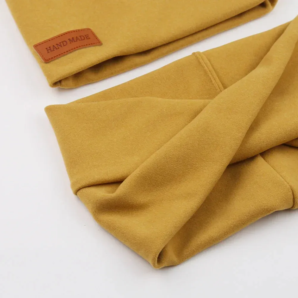 Baby Hats: 2Pcs/Lot Faux Cashmere Baby Turban Hats Scarf Set Newborn Kids Leather