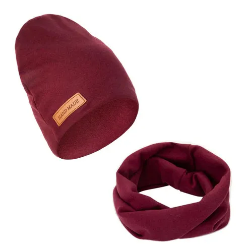 Baby Hats: 2Pcs/Lot Faux Cashmere Baby Turban Hats Scarf Set Newborn Kids Leather