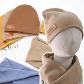Baby Hats: 2Pcs/Lot Faux Cashmere Baby Turban Hats Scarf Set Newborn Kids Leather