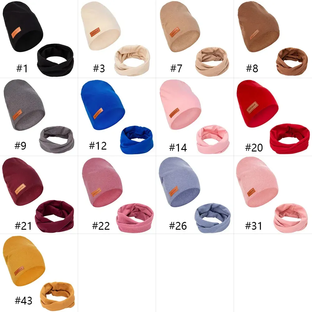 Baby Hats: 2Pcs/Lot Faux Cashmere Baby Turban Hats Scarf Set Newborn Kids Leather