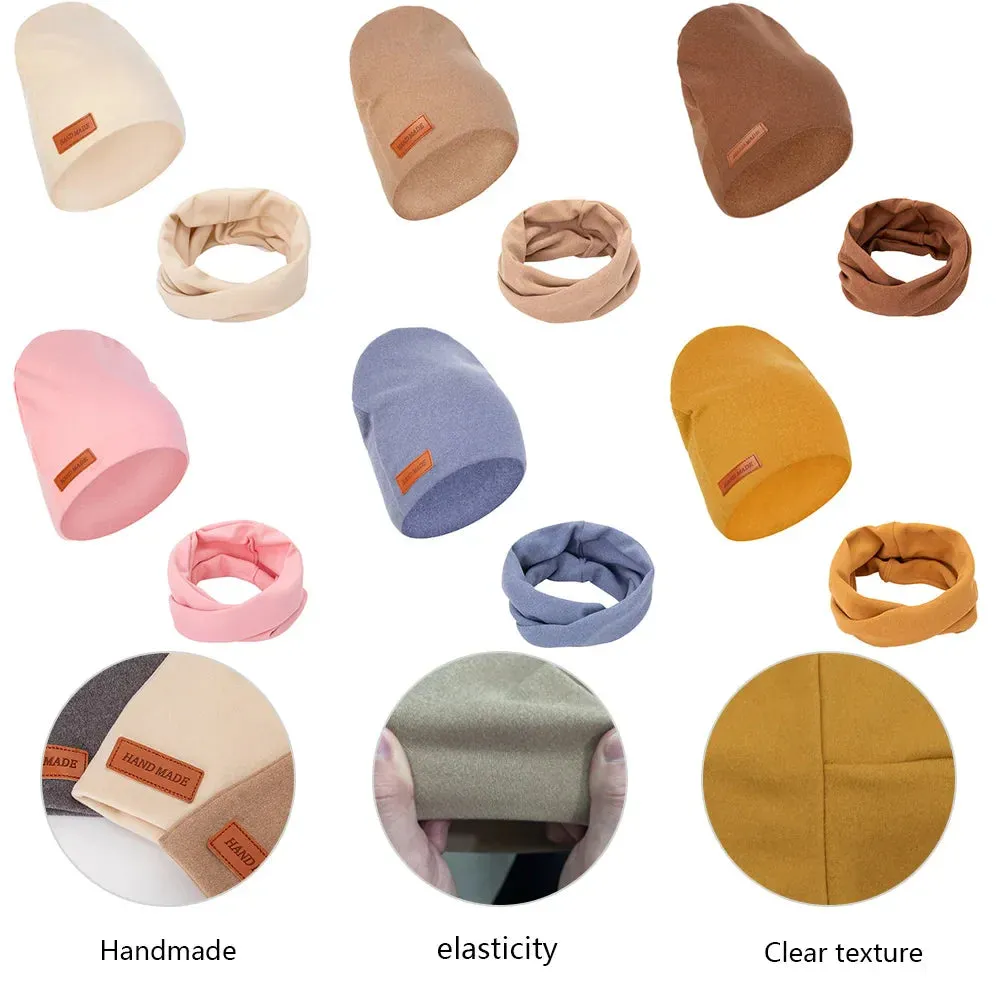 Baby Hats: 2Pcs/Lot Faux Cashmere Baby Turban Hats Scarf Set Newborn Kids Leather