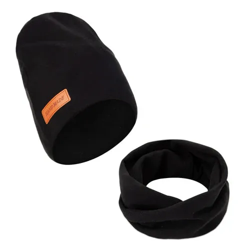 Baby Hats: 2Pcs/Lot Faux Cashmere Baby Turban Hats Scarf Set Newborn Kids Leather