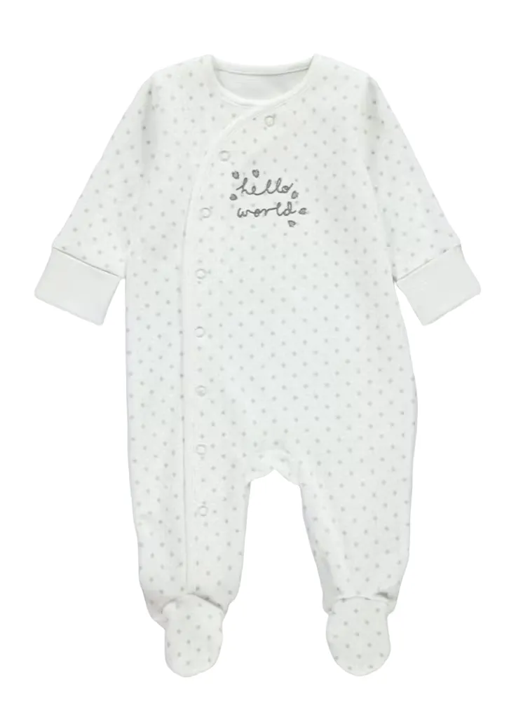 Baby Hello World White Polka Dot Cotton Soft BabyGrow