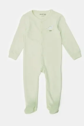 Baby Mint And White Printed Sleepsuit Set (Pack of 2)