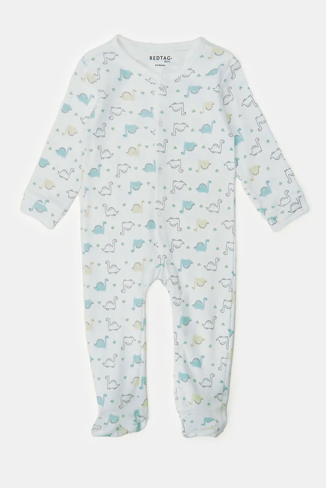 Baby Mint And White Printed Sleepsuit Set (Pack of 2)