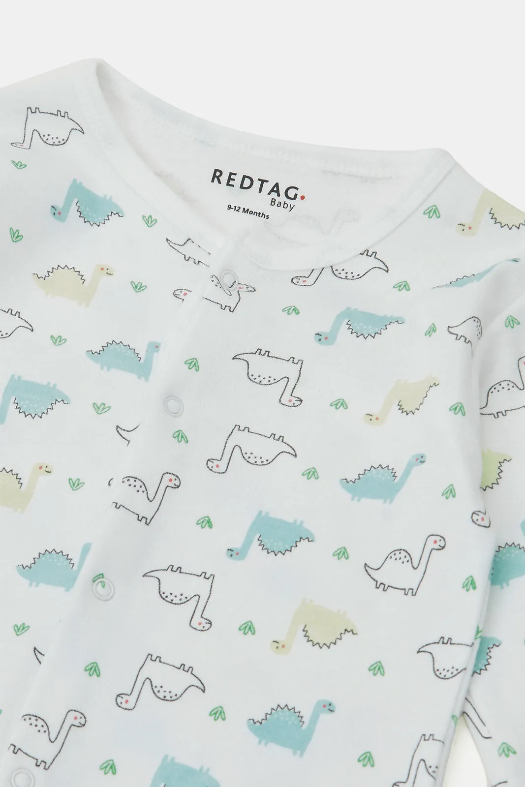 Baby Mint And White Printed Sleepsuit Set (Pack of 2)