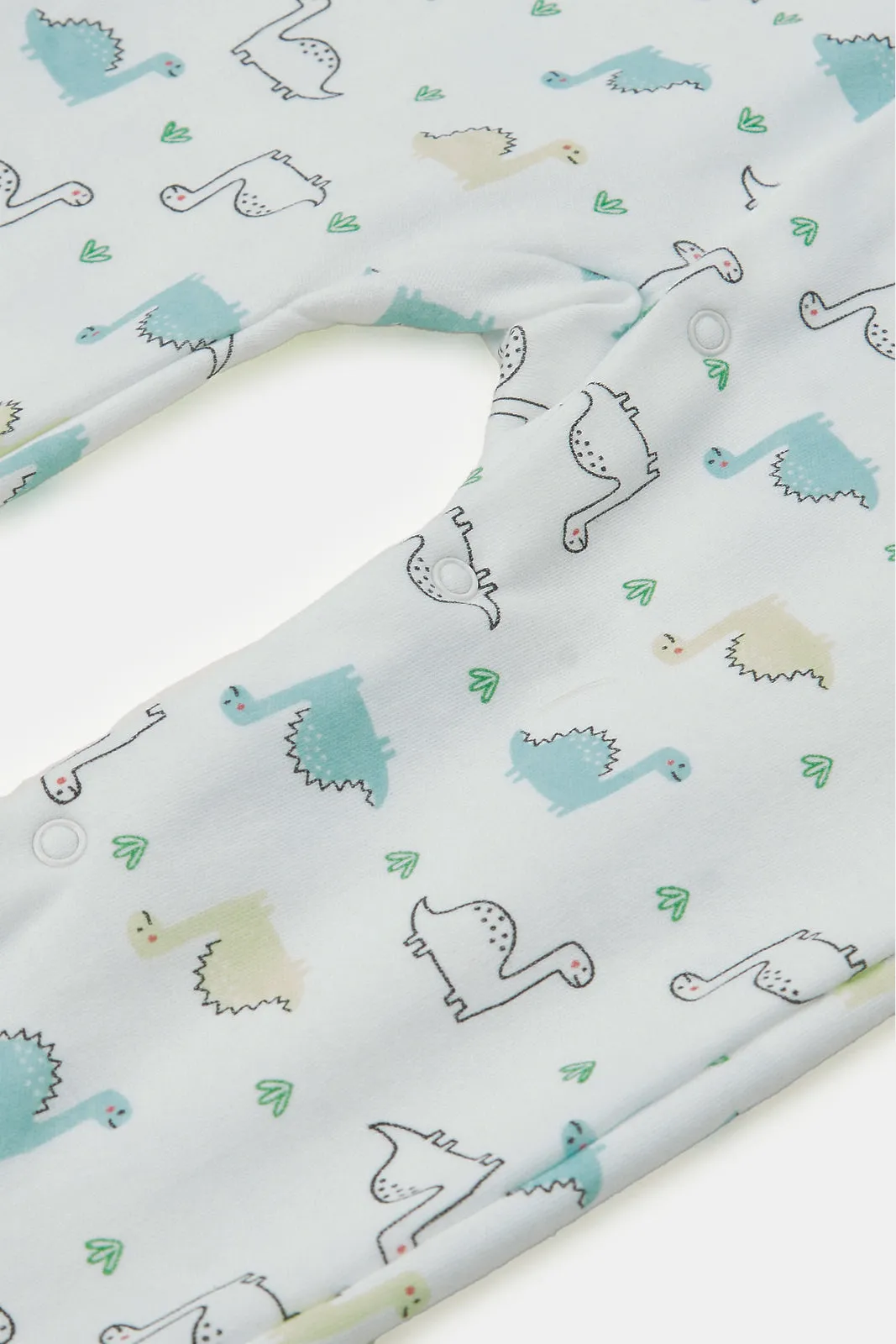 Baby Mint And White Printed Sleepsuit Set (Pack of 2)
