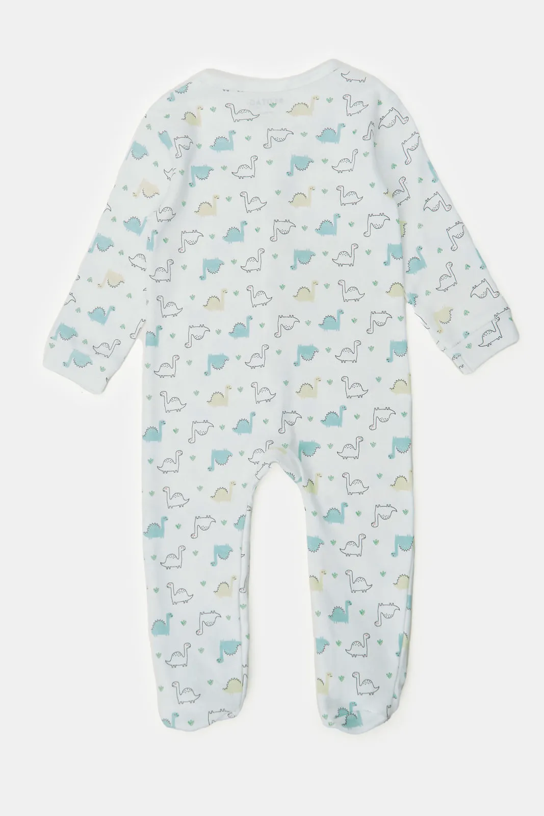 Baby Mint And White Printed Sleepsuit Set (Pack of 2)