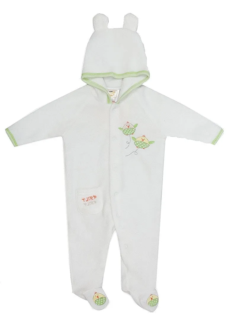 Baby Off White Unisex Fleece Sleepsuits