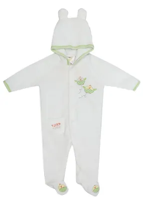 Baby Off White Unisex Fleece Sleepsuits