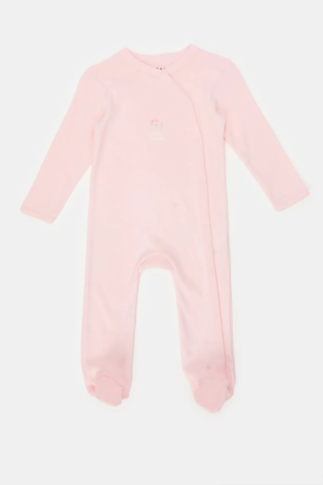 Baby Pink And White Printed Sleepsuit Set (Pack of 2)