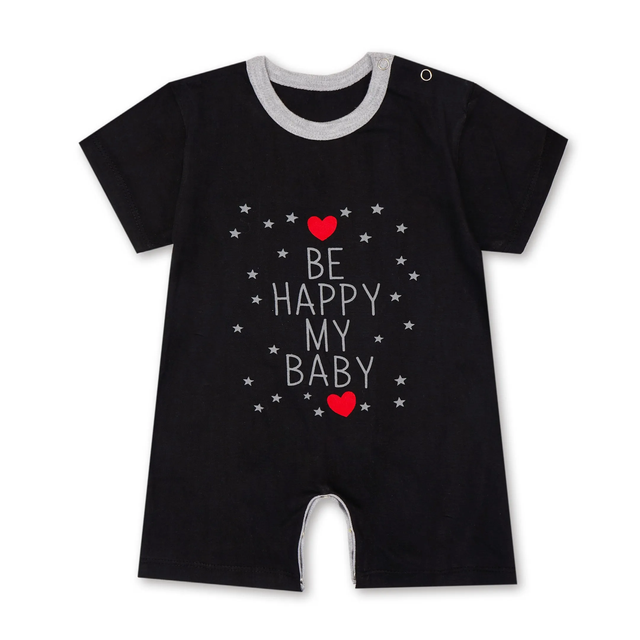 Baby Short-Leg Romper Pack Of 2 Be Happy Black & Red - Mini Charm