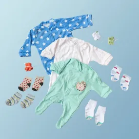 Baby Stripes & Stars Print Romper Set - (Pack of 10)