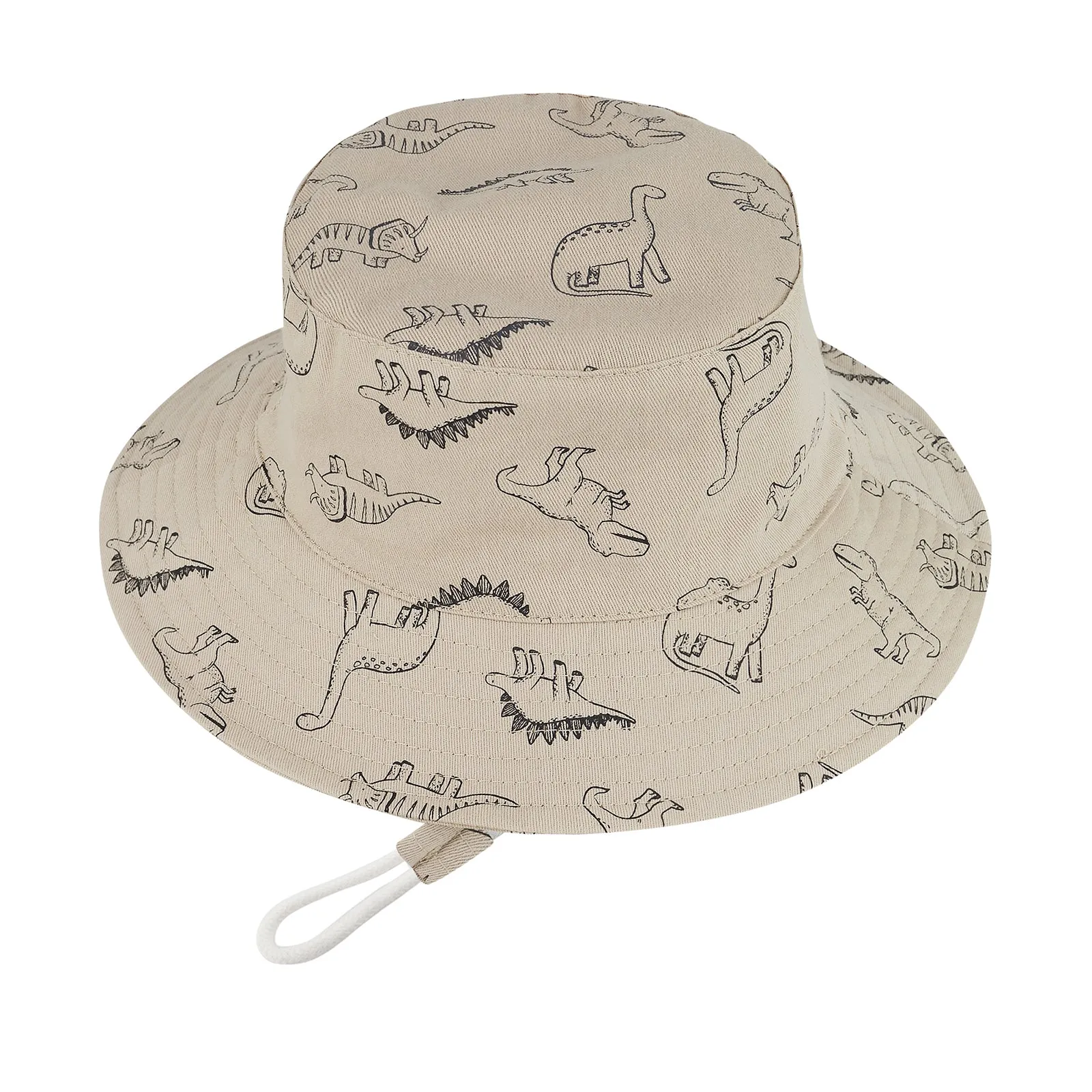 Baby Sun Hat UPF 50  Sun Protection Summer Beach Hat Cute Baby Bucket Hat Wide Brim Toddler Sun Hats for Boys Girls Khaki Dinosaur M