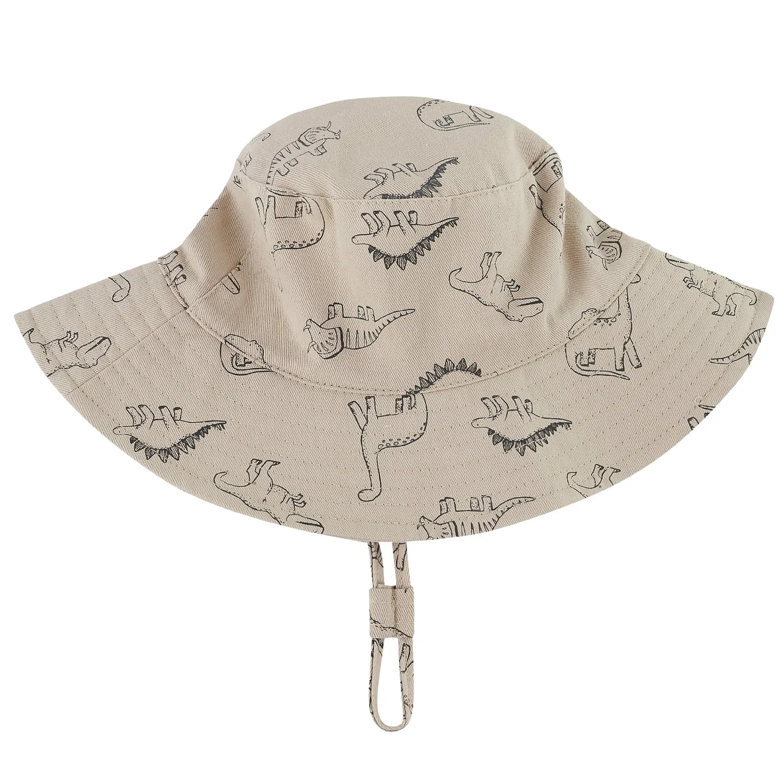 Baby Sun Hat UPF 50  Sun Protection Summer Beach Hat Cute Baby Bucket Hat Wide Brim Toddler Sun Hats for Boys Girls Khaki Dinosaur M
