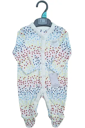 Baby Unisex Boys Girls White Spotty Cotton Babygrow