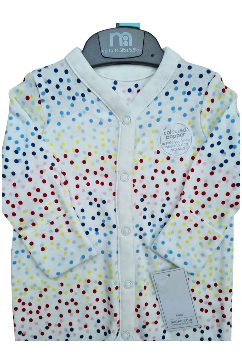 Baby Unisex Boys Girls White Spotty Cotton Babygrow