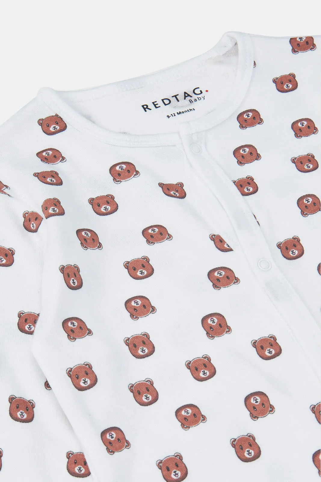 Baby White Bear Printed Sleepsuit