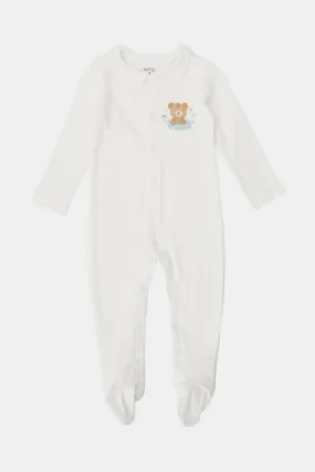 Baby White Embroidered Sleepsuit