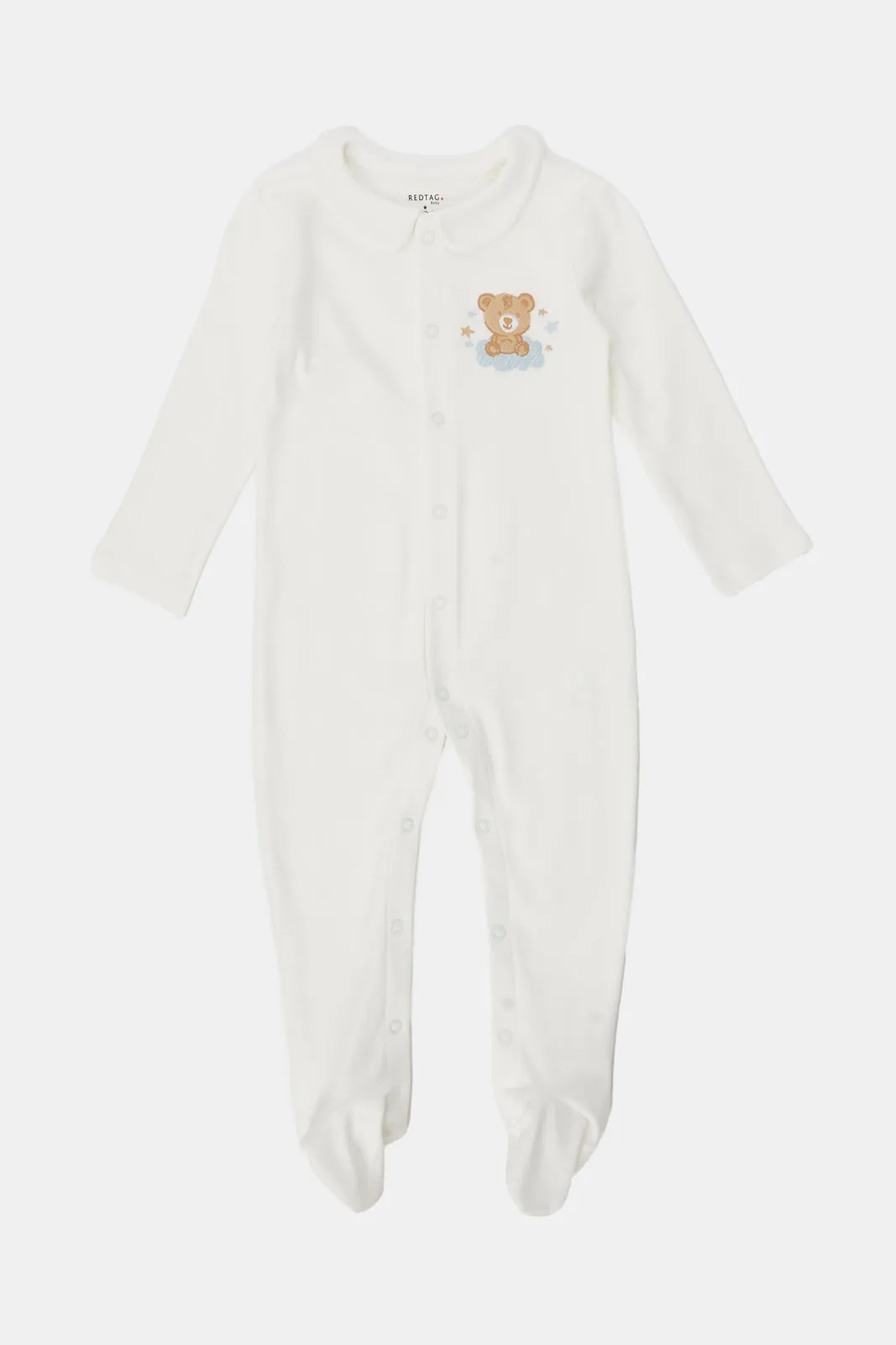 Baby White Embroidered Sleepsuit