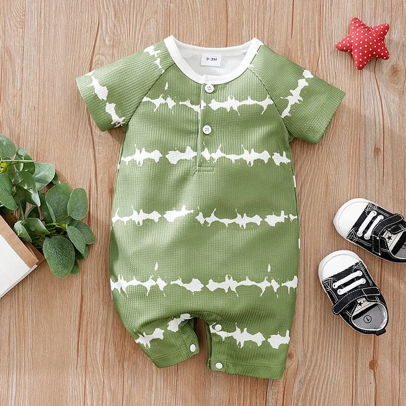 Baby's Short Sleeve Colorful Design Onesie (6 Designs)