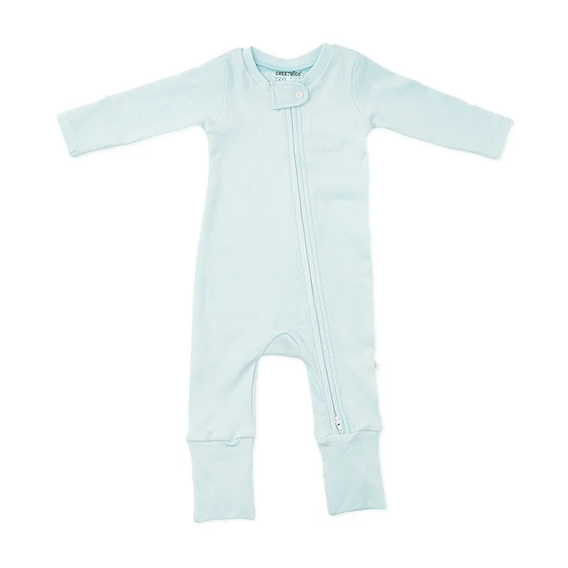 Bamboo Cotton Sleepsuit for Kids | Solid Printed | Full Sleeve | Blue