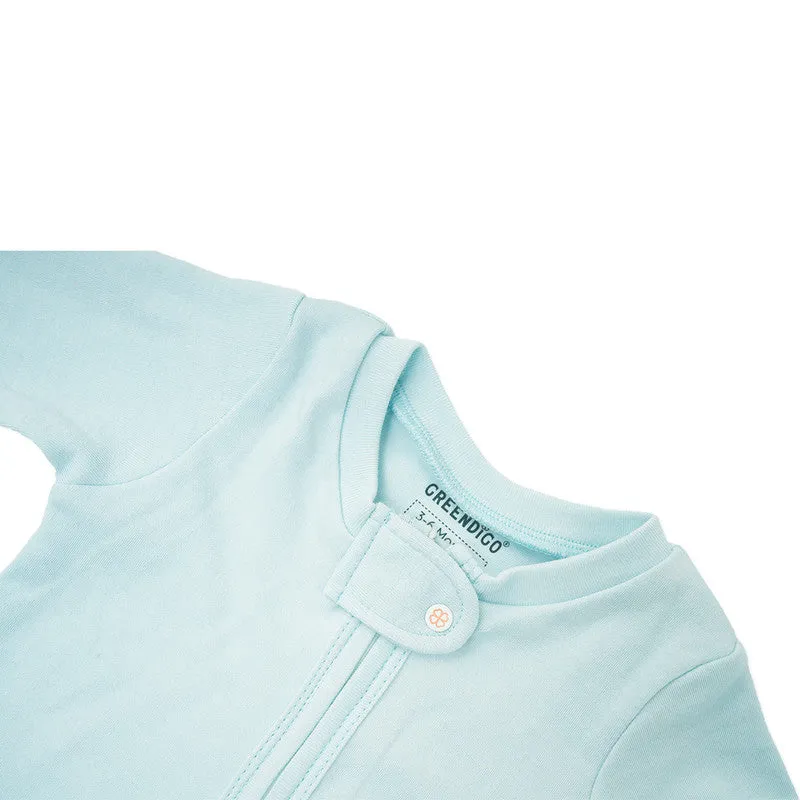 Bamboo Cotton Sleepsuit for Kids | Solid Printed | Full Sleeve | Blue