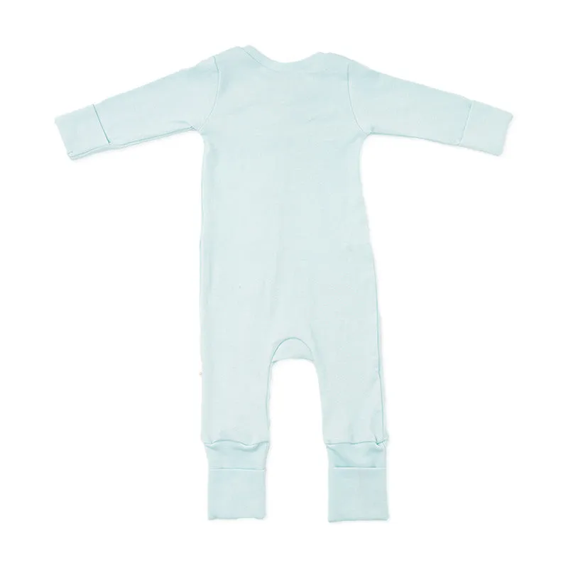 Bamboo Cotton Sleepsuit for Kids | Solid Printed | Full Sleeve | Blue