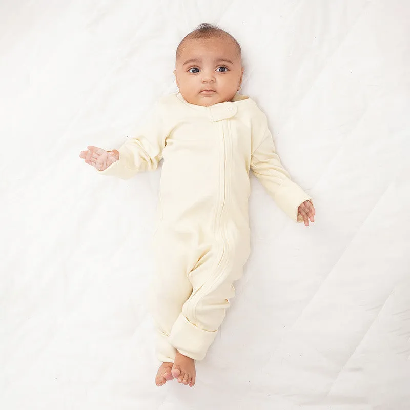 Bamboo Cotton Sleepsuit for Kids | Solid Printed | Full Sleeve | Yellow