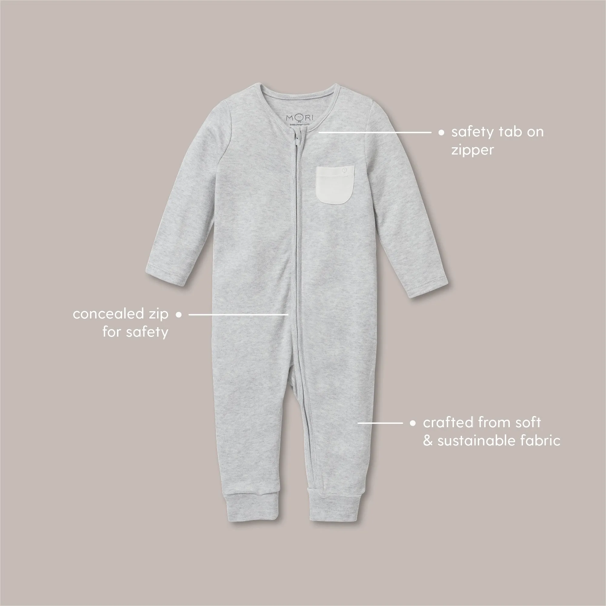 Bear Print Clever Zip Sleepsuit
