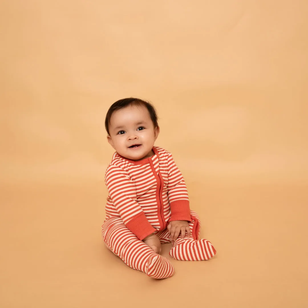 Berry Stripe Organic Footed Sleepsuit