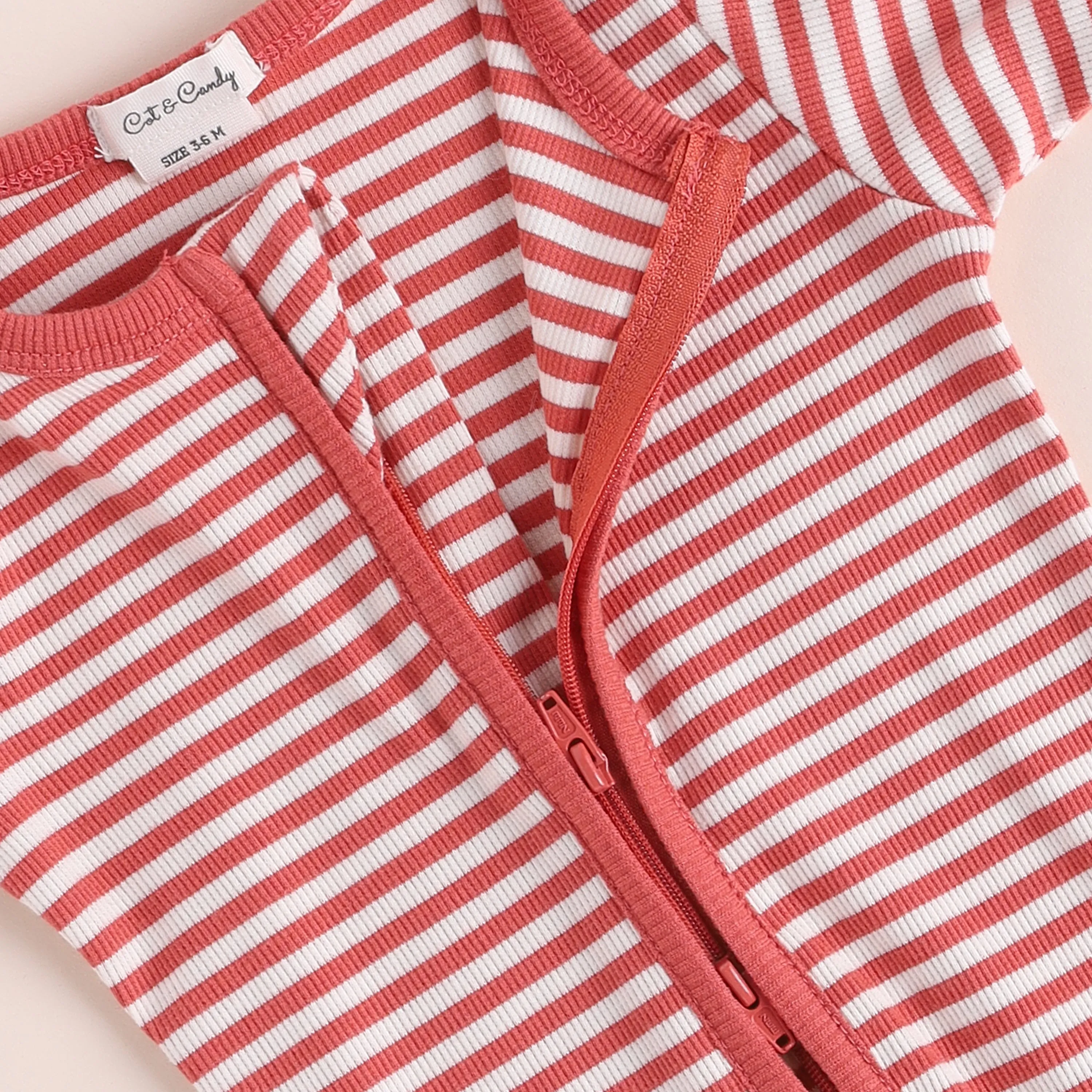 Berry Stripe Organic Footed Sleepsuit