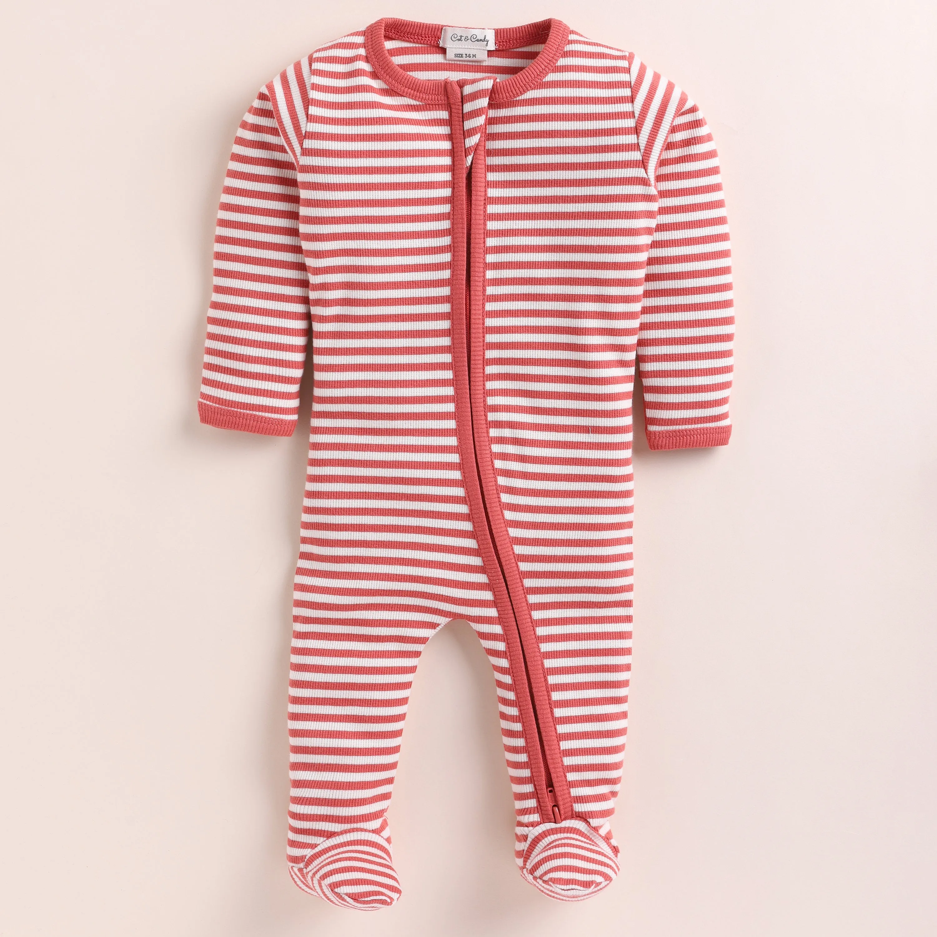 Berry Stripe Organic Footed Sleepsuit