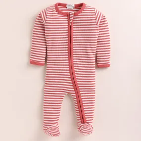 Berry Stripe Organic Footed Sleepsuit