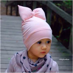 BigBowBow Beanie With Bow in Baby Pink