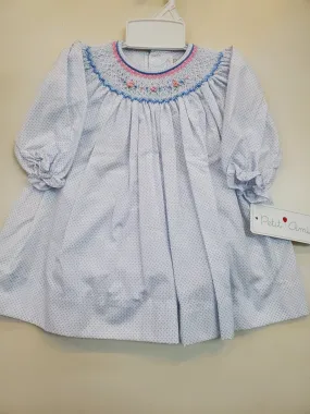 Blue Dot Smocked Dress   Bloomer
