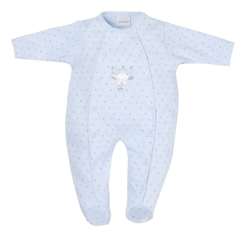 Blue 'Hanging Bear' Star Print Sleepsuit