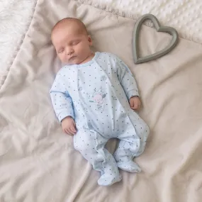 Blue 'Hanging Bear' Star Print Sleepsuit