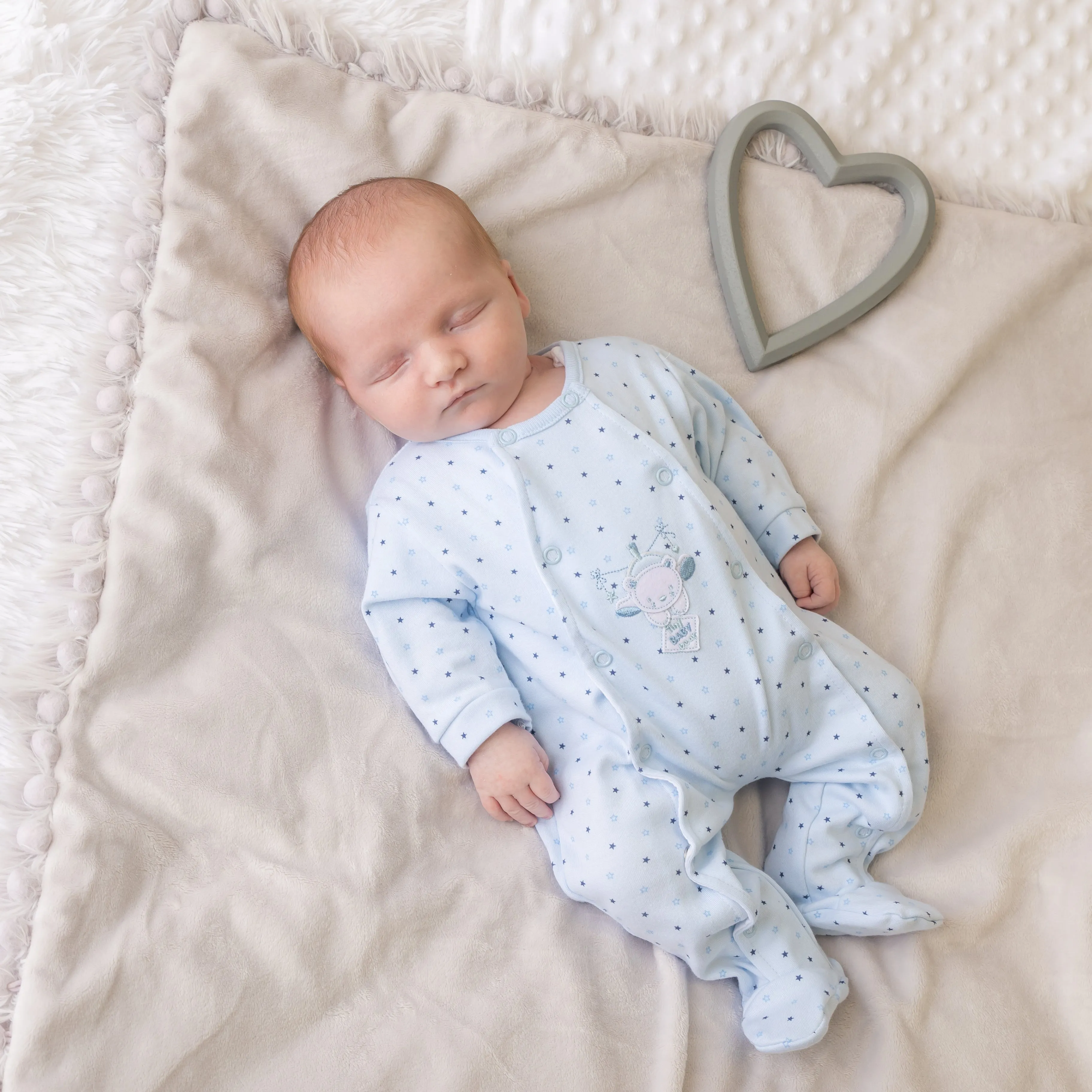 Blue 'Hanging Bear' Star Print Sleepsuit