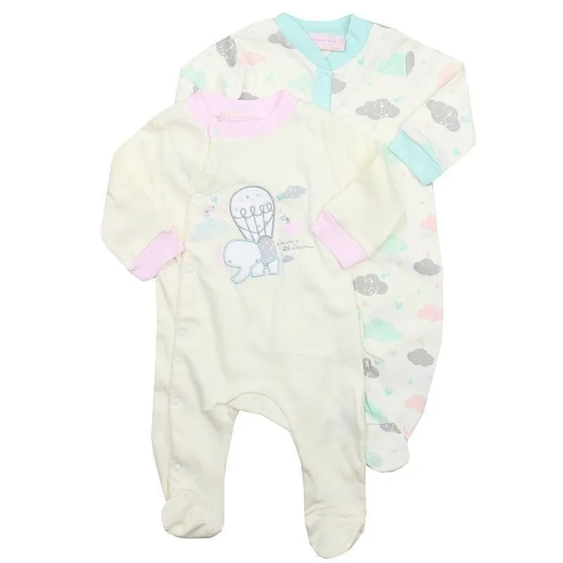 Bonjour Bebe 2piece Pastel Elephant Sleepsuits