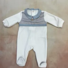 Boys infant boy velour white/blue/tan Footsie
