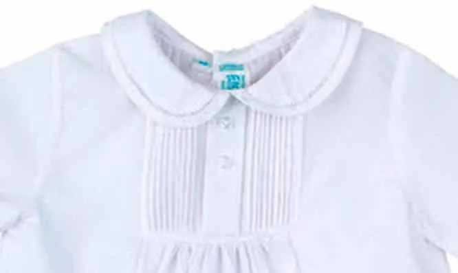 Boys White Front Tucked Romper