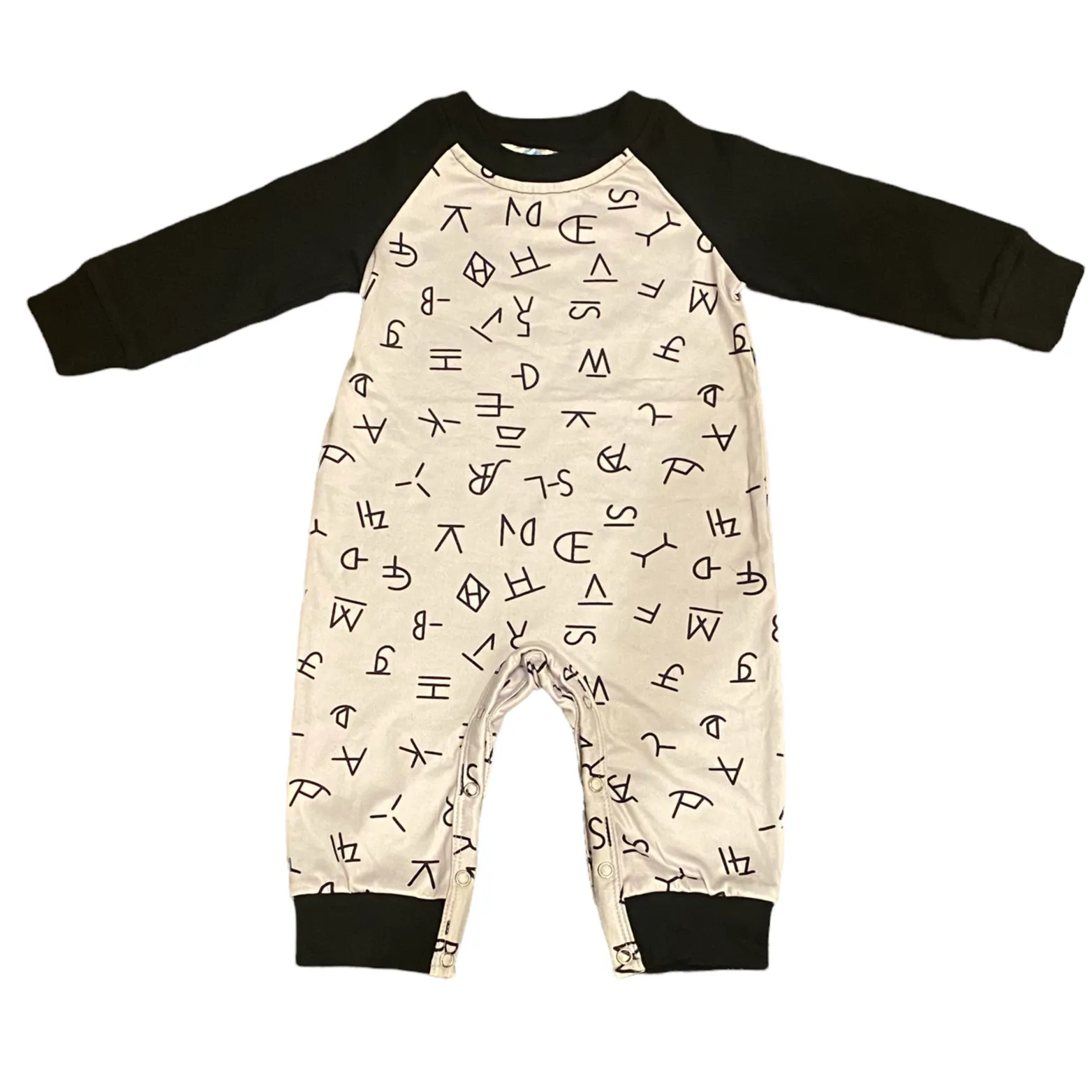 Brand Print LS Romper Baby (0-18M)