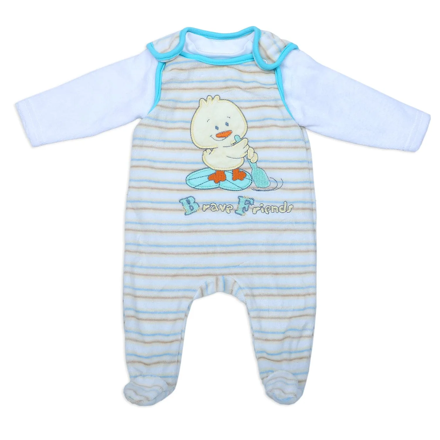 Brave Duck Infant 2 Piece Full Sleeves Tshirt And Romper Set - Multicolour