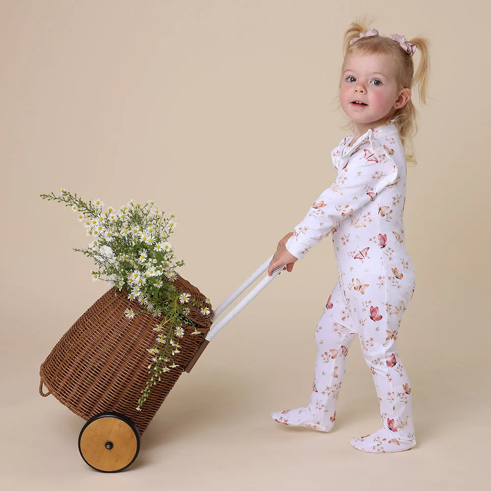 Butterfly Organic Snuggle Sleepsuit Zip Footie with Frill