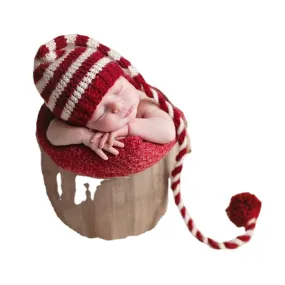 Cartoon Newborn Infant Crochet Knitted Christmas Deer Baby Hats for Boy Girl Cap Photography Props Bowknot Hat Girl