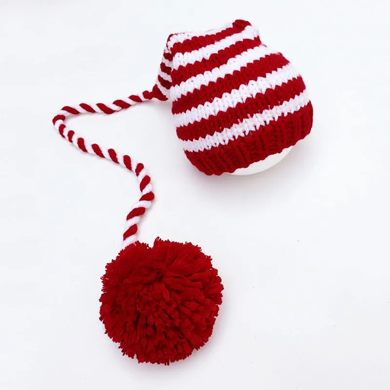 Cartoon Newborn Infant Crochet Knitted Christmas Deer Baby Hats for Boy Girl Cap Photography Props Bowknot Hat Girl