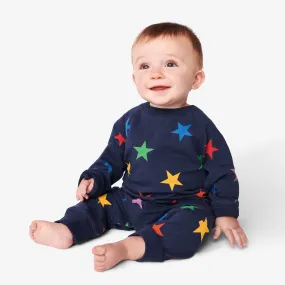 Clearance baby sweatshirt romper in rainbow star